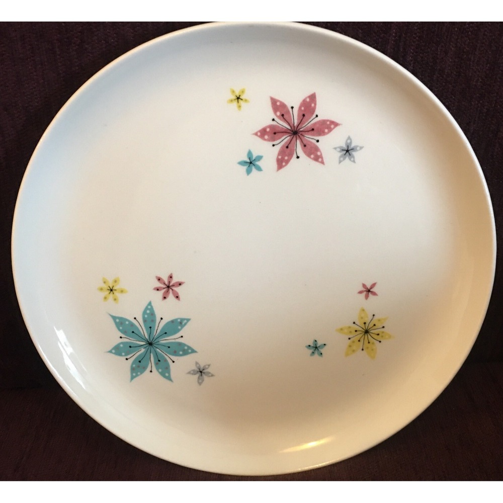 W.S. George Mulby StarGlow atomic flowers Dinner Plate mint RARE estate find